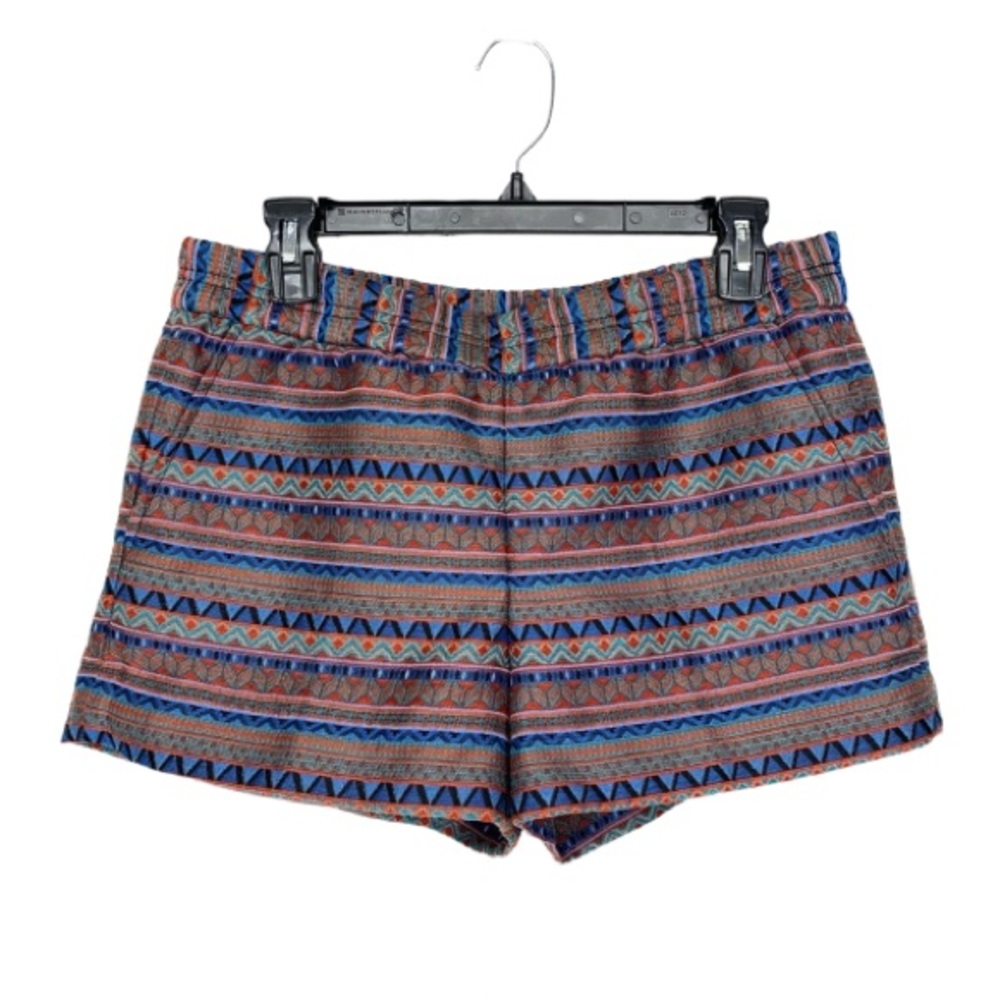 J. Crew Boho Tribal Striped Multi Thick Shorts Orange Blue Multi Like New Size 4